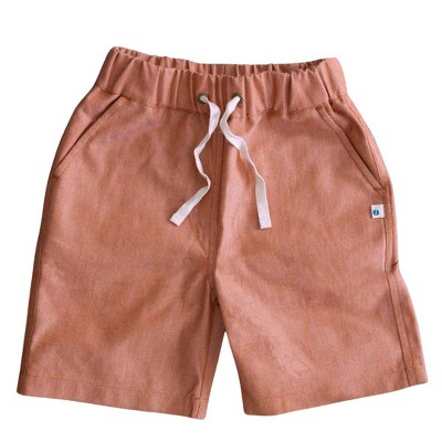 Kids' Organic Pull-on Shorts Orange Chambray - Jackalo