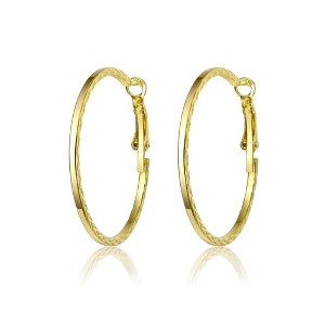 Elegant White Gold Plated Round Hoop Earrings with a Textured Rope Design for a Chic and Sophisticated Touch - 1 of 4