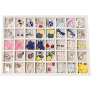 40-Grid Stackable Jewelry Organizer, Removable Earring Tray Drawer Insert for Necklace and Ring Storage - 1 of 4