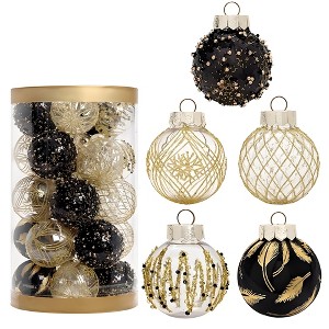 25 Pcs Christmas Tree Ornament Balls, 2.4 In Clear Shatterproof Christmas Decoration Balls, PET Painted Christmas Ball Set - 1 of 4