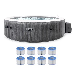 Intex 28441EP PureSpa Plus Portable Inflatable Bubble Jet Spa Hot Tub, 85" x 28" & 29001E Type S1 Easy Set Spa Filter Replacement Cartridges (8 Pack) - 1 of 4