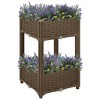 vidaXL Raised Bed Light Grey Polypropylene Medium Planters - Brown 15.7" x 15.7" x 28" - 2 of 4