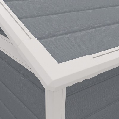 Gray Plastic Outdoor Storage Shed with Windows and Lockable Doors