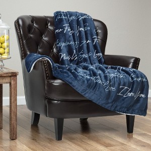 Chanasya I Love You Gift Throw Blanket with Reversible Faux Shearling - 1 of 4