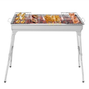 KTMBDW Portable BBQ Charcoal Grill, Stainless Steel Folding Portable BBQ Tool Kits for Outdoor Cooking Camping Hiking Picnics Tailgating Backpacking - 1 of 4