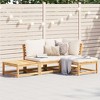 vidaXL Patio Lounge Set - 4 Piece - Acacia Wood Furniture with Cushions - Garden/Patio/Deck Seating - Modular Design, Cream White Cushions Included - 2 of 4
