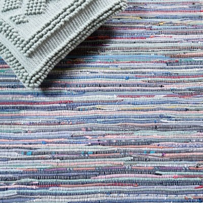 Blue Flat Woven Handmade Rag Rug - 2'-3" x 9'