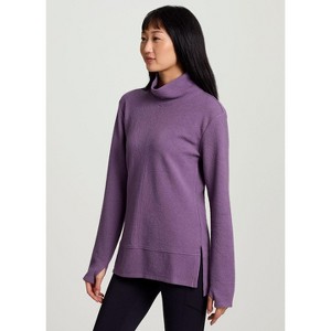 RBX Active Women's Lightweight Mock Cowl Neck Quilted Pullover Tunic with Thumbholes - 1 of 4