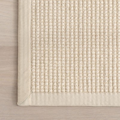 Ivory Geometric Wool and Sisal Runner Rug 2'6" x 8'