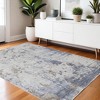 HomeRoots 4' X 6' Ivory Gray And Blue Abstract Distressed Area Rug - 2 of 3