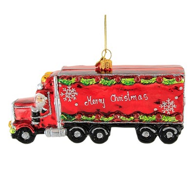 Huras 3.25" Christmas Big Rig Ornament Semi Truck Trucker  -  Tree Ornaments