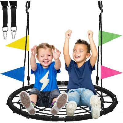 Hotraffy Spider Web Tree Swing, 40 inch Outdoor Saucer Net Swing, with Tree Hanging Straps, 800lbs Weight Capacity, for Backyard and Playground