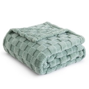 Cozy Comfort by Bedsure | Cute Soft Cozy Checkered 260GSM Throw Blanket for Couch Twin Size White - 1 of 4