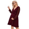 Coolmee Women's Maternity  Dot Long Sleeve Wrap Dress V Neck Fall Casual Boho Midi Dress Baby Shower Photoshoot with Belt - 2 of 4