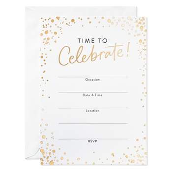 10ct 'Time to Celebrate' Invitation Cards White/Gold