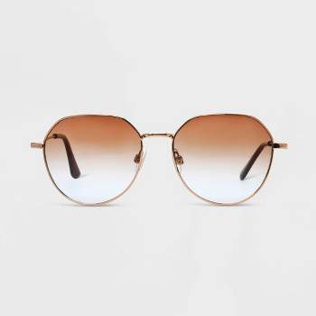 Women's Shiny Metal Round Sunglasses with Gradient Lenses - Universal Thread™ Brown
