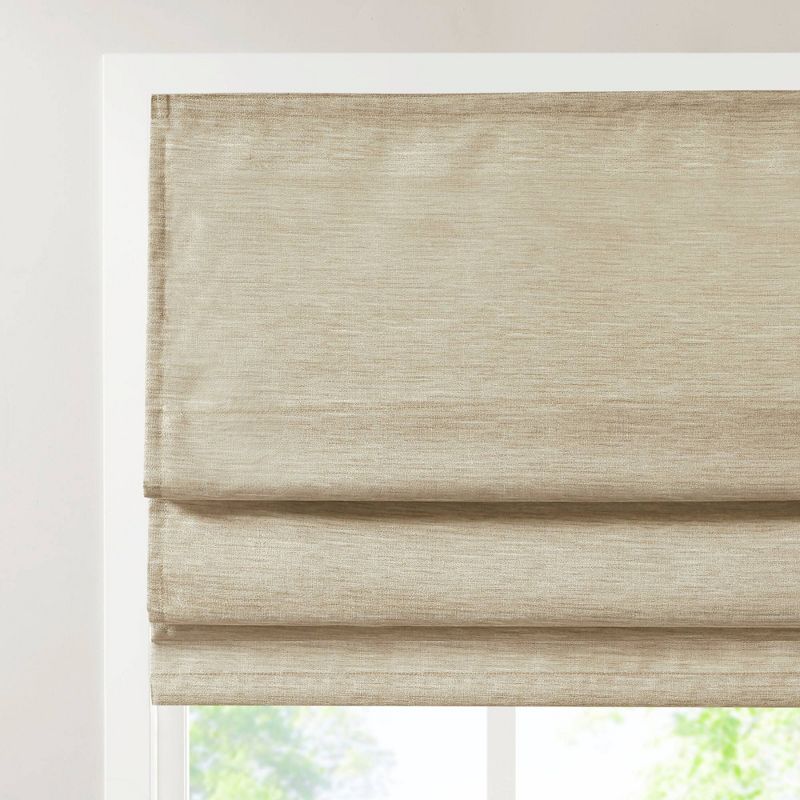 Aberdeen Printed Faux Silk Room Darkening Cordless Roman Blinds and Shade Taupe, 5 of 15