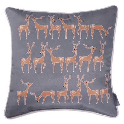 Gray and Red Christmas Sleigh Rides Reversible Throw Pillow