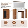 ORRD Elegant Vanity Table with Lighted Mirror, 7 Drawers & Shelves, Brown Wood-Style Stickers, Power Outlet - 4 of 4