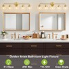 POWLIG 38.98-in 5-Light Gold Bathroom Light Fixtures Over Mirror Vanity Lighting with Clear Glass Globe Shades - 3 of 4