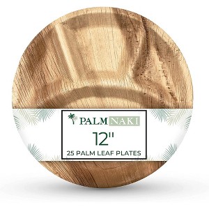 Palm Naki 12"Round Palm Leaf Compartment Plates, Disposable, Biodegradable, Eco Friendly - 1 of 4