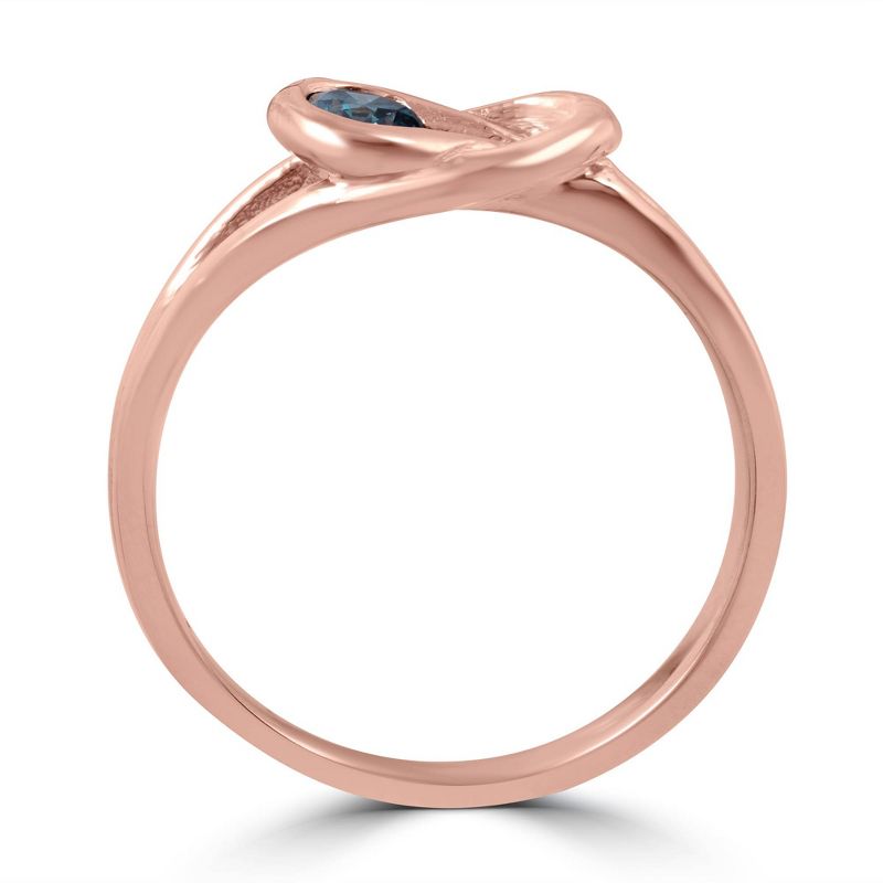 Pompeii3 1/5ct Knot Treated Blue Diamond Solitaire Promise Ring 14K Rose Gold, 2 of 5