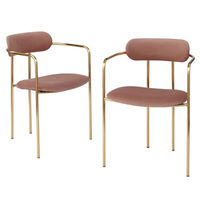 Buylateral Set of 2 Healey Retro Velvet Dining Armchairs