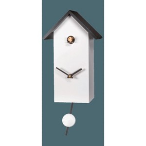 Modern White Bird House Quartz Clock – 8 in – Cuckoo and Quartz Movement – River City Clocks - 1 of 3