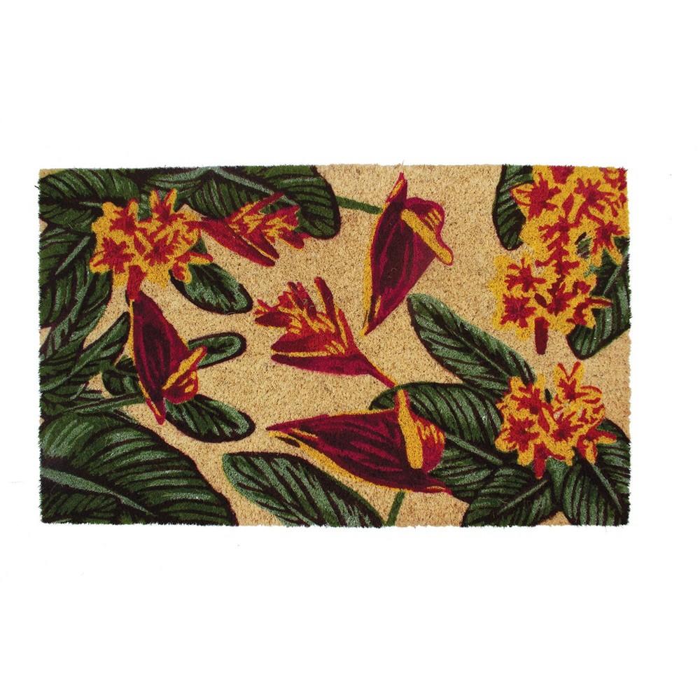 Photos - Doormat Entryways 28"x17" Paradise in Bloom All-Natural Coir Door Mat Multicolor