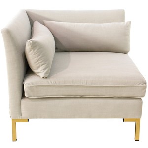 Alexis Corner Chair with Brass Metal Y Legs Talc Linen - Cloth & Co.