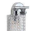 22" 3-Light LED Iron/Chevron Pattern Glass Farmhouse Wall Light Chrome - JONATHAN Y: Bathroom Sconce Fixture - 3 of 4