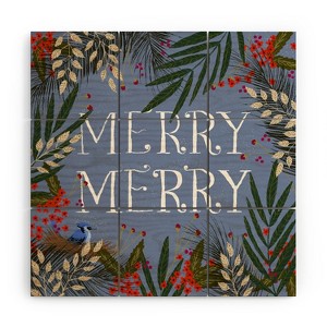 Joy Laforme Christmas Merry Merry Wreath Wood Wall Mural - Society6 - 1 of 2