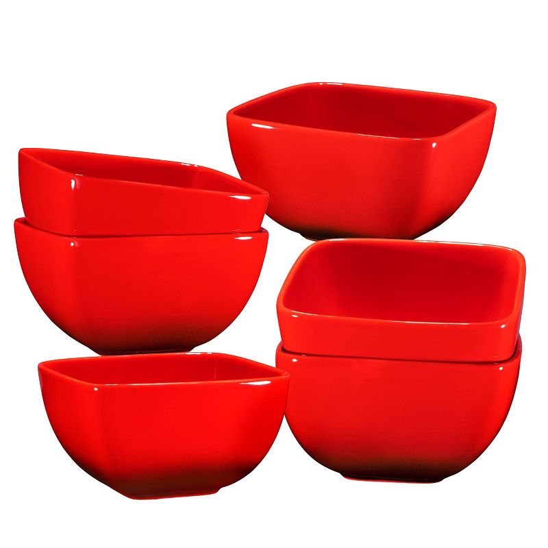 Bruntmor 26 Oz Gradient Red Porcelin Ceramic Square Soup Bowls, Set of 6 Red, 1 of 9