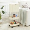VECELO Kitchen Trash Can with Lid, Garbage Bin with Storage Rack, Dog Proof Narrow Waste Basket for Living Room, White - 2 of 4