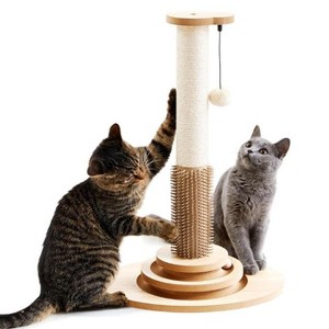 Wooden 4-in-1 Cat Scratcher with Natural Sisal Ropes - 1 of 4