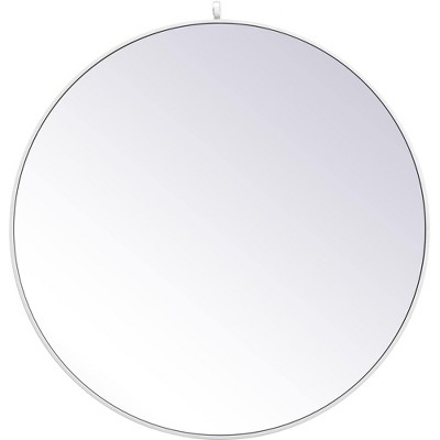 Elegant Lighting Metal frame round mirror with decorative hook 39 inch in White