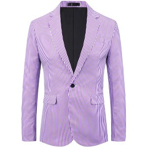 INSPIRE CHIC Men's Notch Lapel Single Breasted Formal Business Striped Blazer - 1 of 4