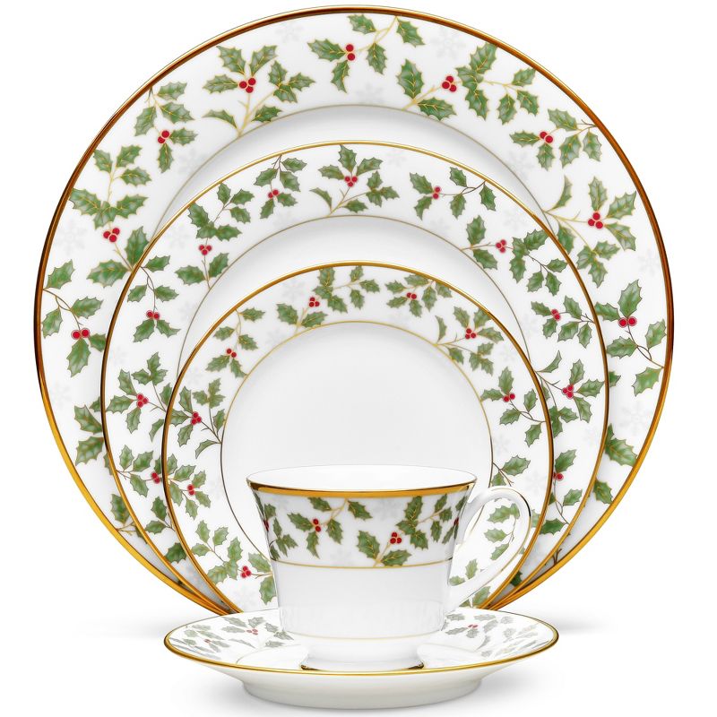 Noritake Holly and Berry Gold 5-Piece Place Setting, 1 of 6