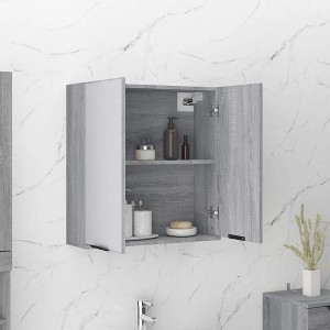 CLIHOME Modern 2 Doors Wall-Mounted Bathroom Mirror Cabinet Engineered Wood Medium Mirror - 1 of 4