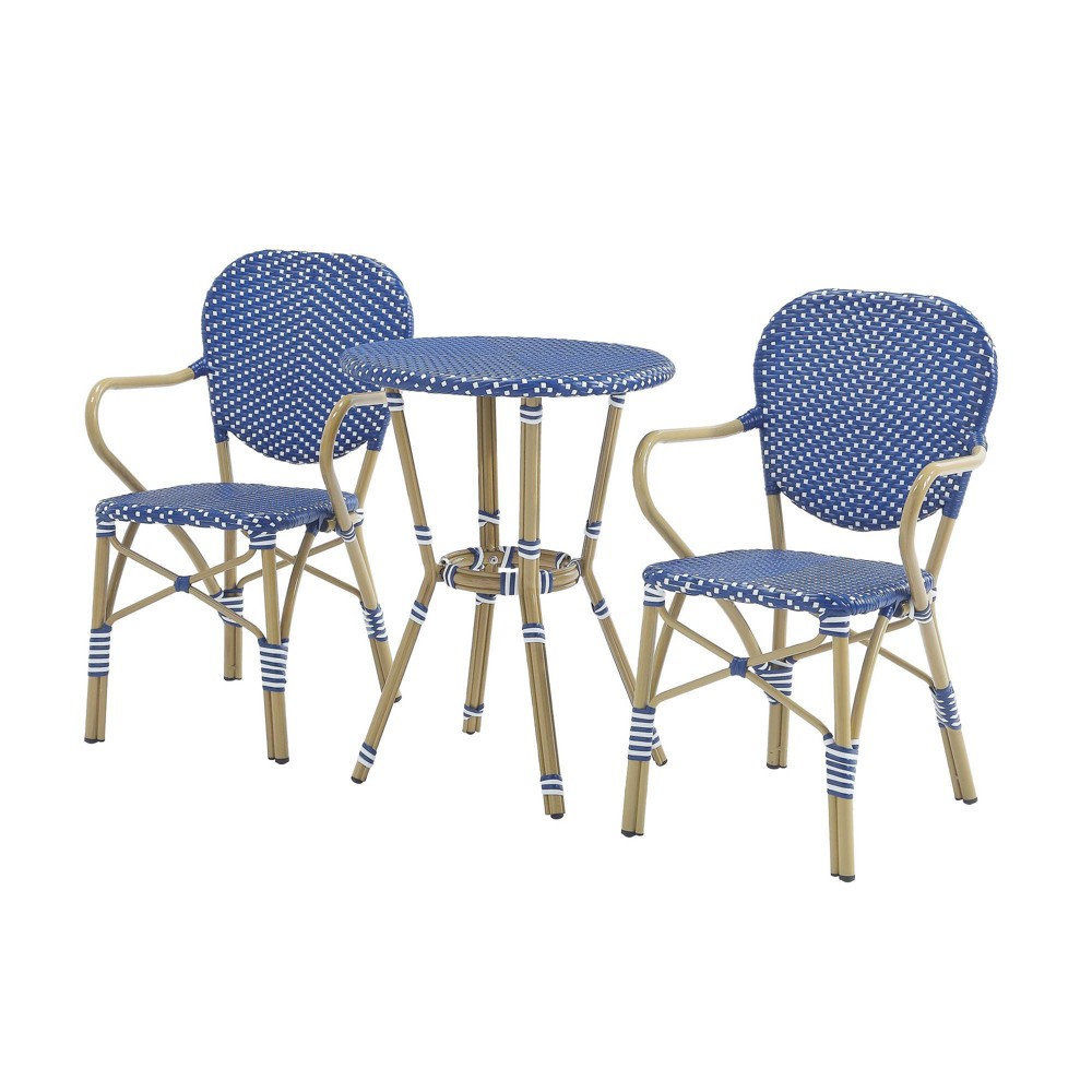 Photos - Dining Table Denny 3pc Patio Set - Blue - miBasics: Weather-Resistant Aluminum & PE Wic