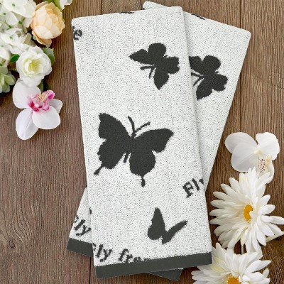 BAGOKIE Cotton Hand Towels, 27"L x 13"W, Black(2-Piece)