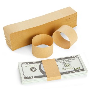 Okuna Outpost 500 Pack Kraft Paper Money Bands for Cash, Blank Self-Adhesive Currency Straps, Bill Wrappers - 1 of 4