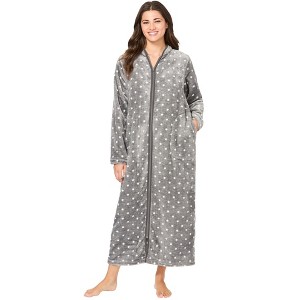 Dreams & Co. Plush Zip-Front Robe - 1 of 4