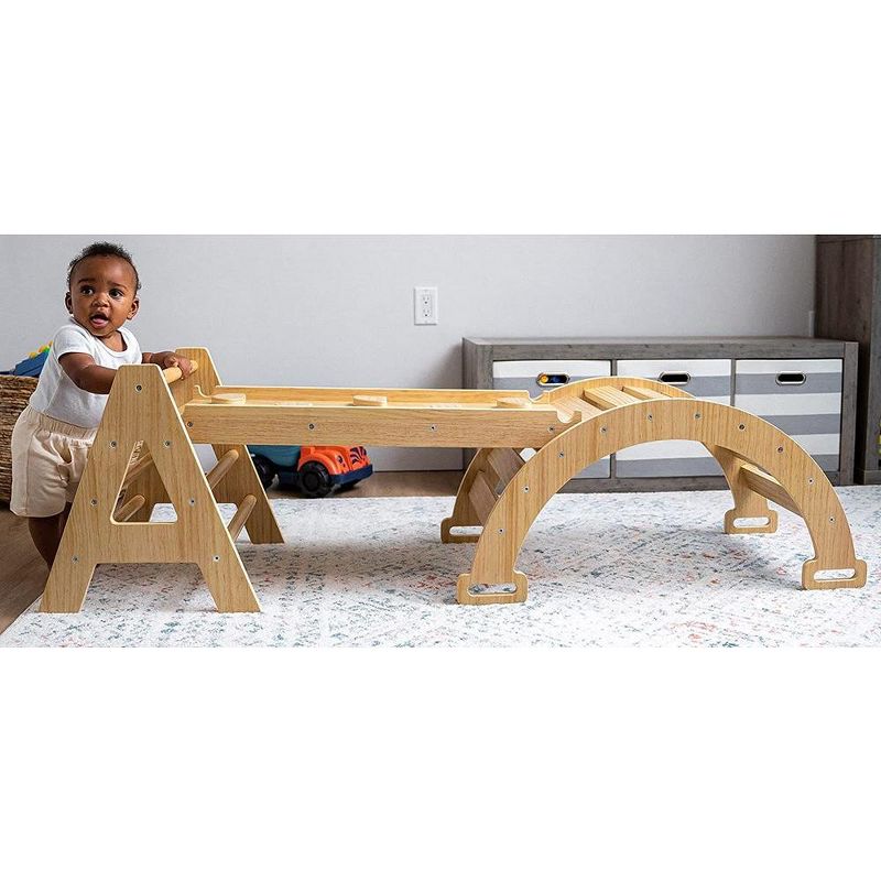Avenlur Maple Baby Pikler - Wood Small Triangle Climbing Set with Ladder Slide and Rocker, 2 of 11