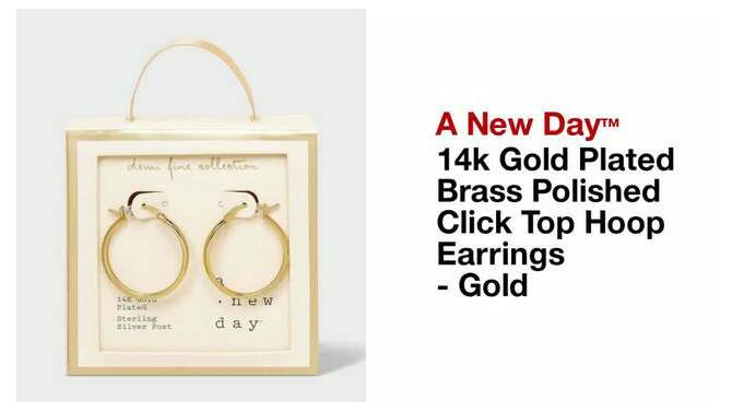 14k Gold Plated Brass Polished Click Top Hoop Earrings - A New Day&#8482; Gold, 2 of 5, play video