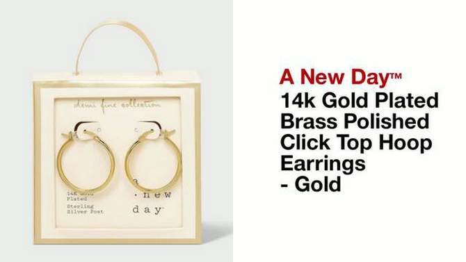 14k Gold Plated Brass Polished Click Top Hoop Earrings - A New Day&#8482; Gold, 2 of 5, play video