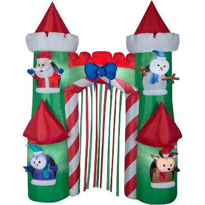 Gemmy Christmas Airblown Inflatable Archway Santa's Castle, 9 ft Tall, Multicolored