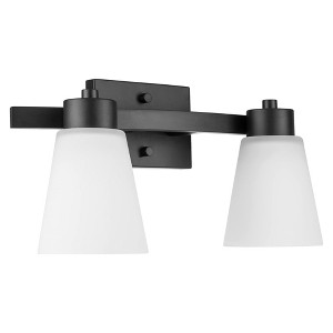 Prominence Home 4 Light Modern Bathroom Vanity Wall Fixture, Frosted Glass Shade, Metal Sconce, 60 Watt Compatible, Fairendale, Matte Black - 1 of 4