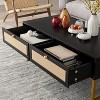 Rattan Coffee Table with 2 Drawer 45.6'' Wood Coffee Table with Storage Boho Dining Table with Rattan Drawer Accent Center Sofa Table - 3 of 4