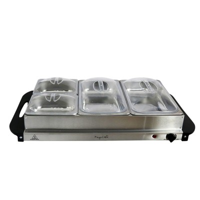 MegaChef Stainless Steel Buffet Server with 3 Sectional Trays